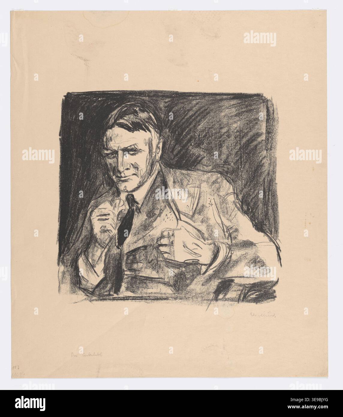 Edvard Munch (1863-1944) est un artiste norvégien connu pour son accent sur les défis émotionnels et psychologiques de l'expérience humaine. Cette lithographie d’archives du Munchmuseet examine les thèmes récurrents de Munch de troubles émotionnels et de conflits psychologiques. Banque D'Images