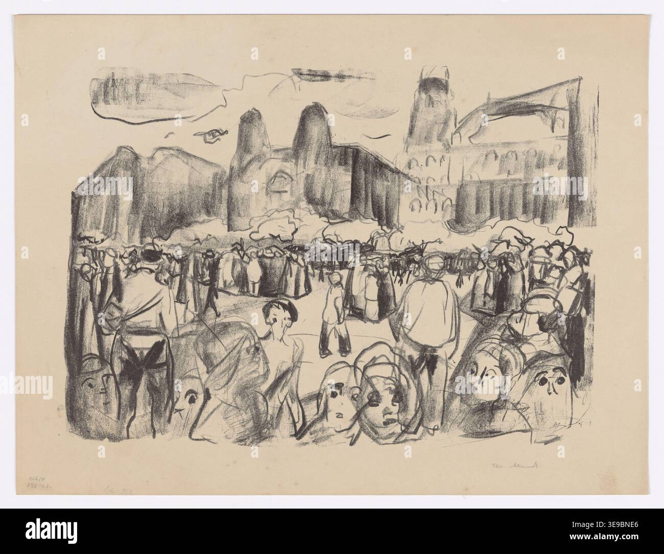 Edvard Munch (1863-1944) est un artiste norvégien renommé pour son travail sur les thèmes psychologiques et existentiels. Cette reproduction photographique historique du musée Munch capture l’une des gravures graphiques de Munch, reflétant son influence durable sur l’art moderne et l’expression émotionnelle. Banque D'Images