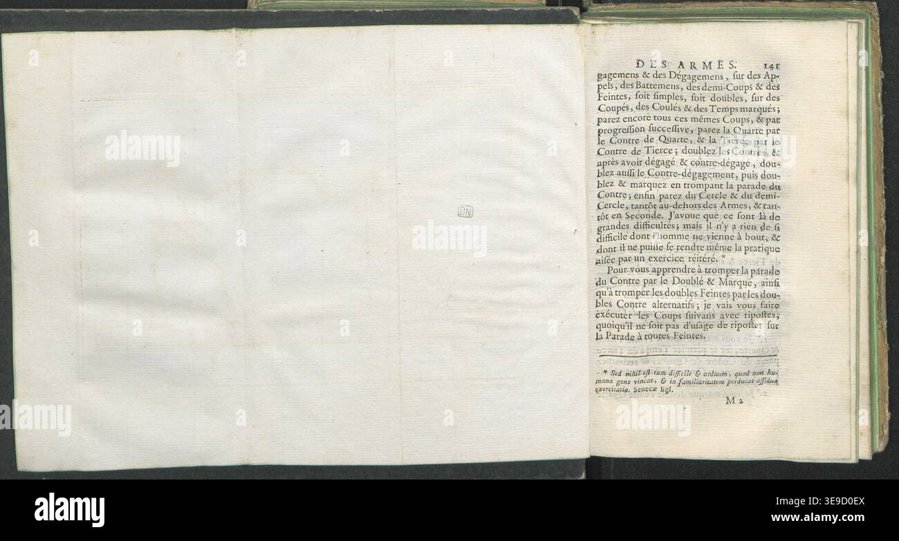 Dans *L'Art des armes* (1788), Guillaume Danet propose un guide complet sur l'utilisation de l'épée à la fois pour l'attaque et la défense. L’œuvre, ciblée sur la noblesse et les militaires français, décrit les techniques critiques et les principes stratégiques de l’escrime. Co-édité par Jean-Thomas Hérissant et Claude-Antoine Jombert, il devient la pierre angulaire de l’entraînement martial du XVIIIe siècle. Banque D'Images