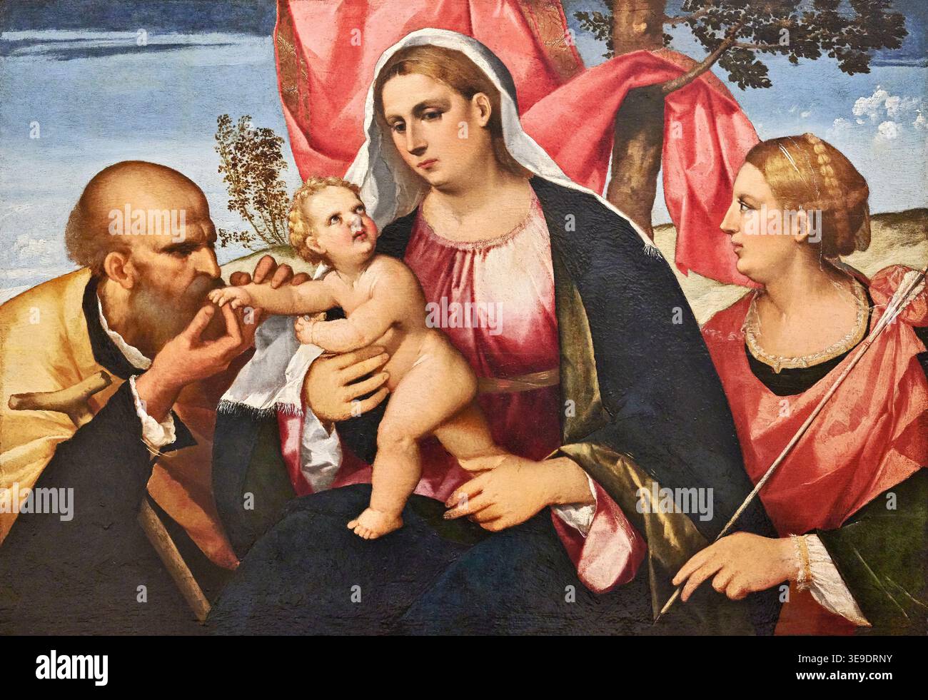 Sacra Famiglia con S. Orsola - olio su tavola - Rocco Marconi - XVI secolo - Padova, Museo d'Arte Medioevale e Moderna al Museo Eremitani Banque D'Images