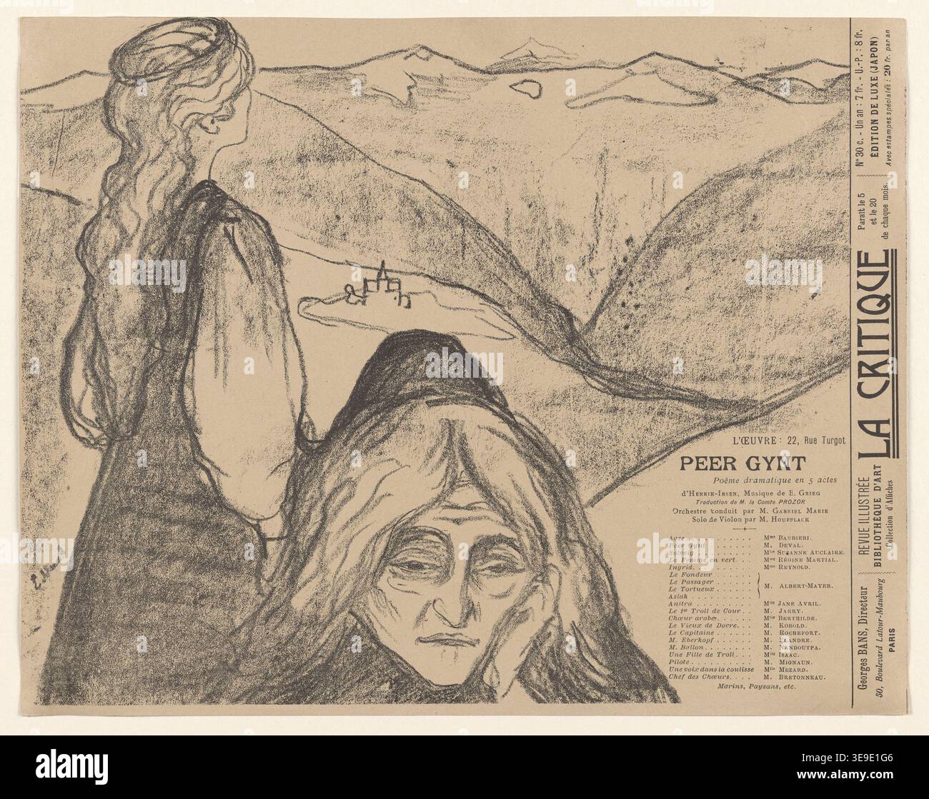 Edvard Munch (1863-1944), connu pour sa profonde influence sur l'expressionnisme, est représenté dans cette estampe d'archives, qui fait partie de la collection du musée Munch. Banque D'Images