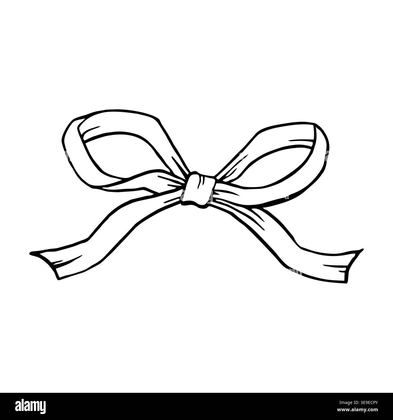 Noeud de ruban dans le style d'art de ligne, vecteur décoratif isolé sur blanc. Illustration de Vecteur