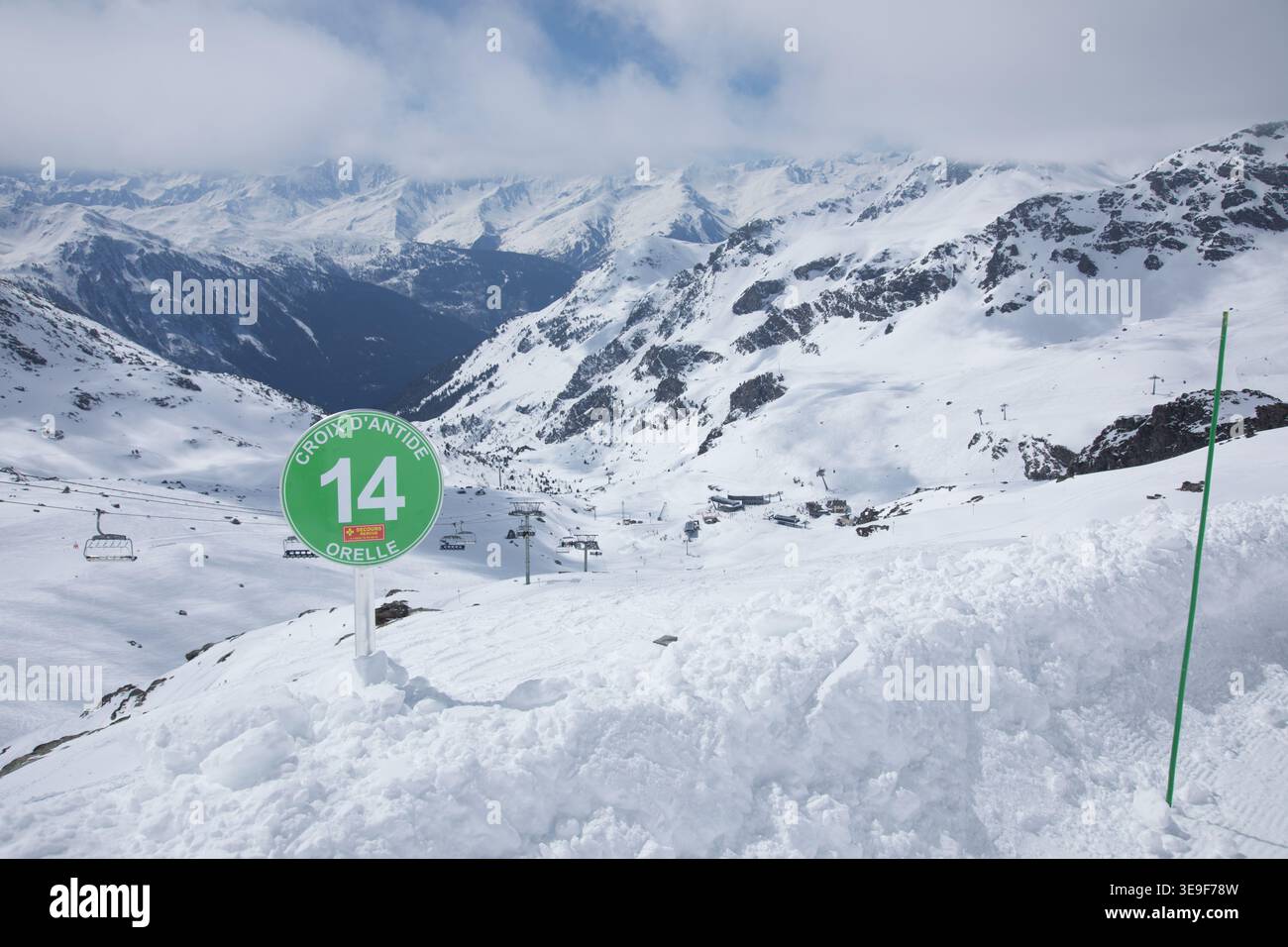 Piste de la Croix d'Antide, Orelle, 3 vallées Banque D'Images