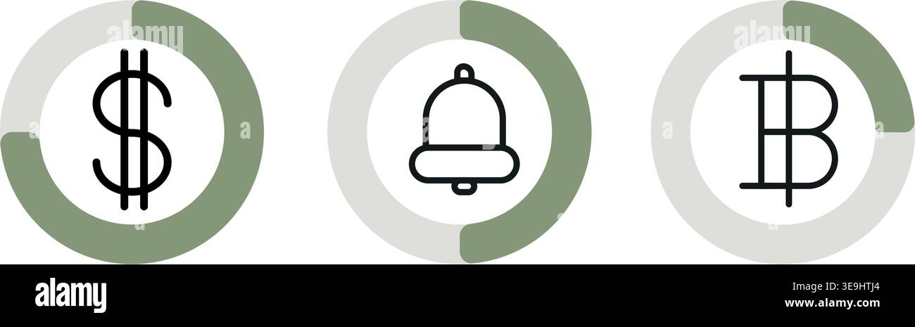 Icônes financières définies. Collecte de symboles bancaires, monétaires et d'investissement Illustration de Vecteur