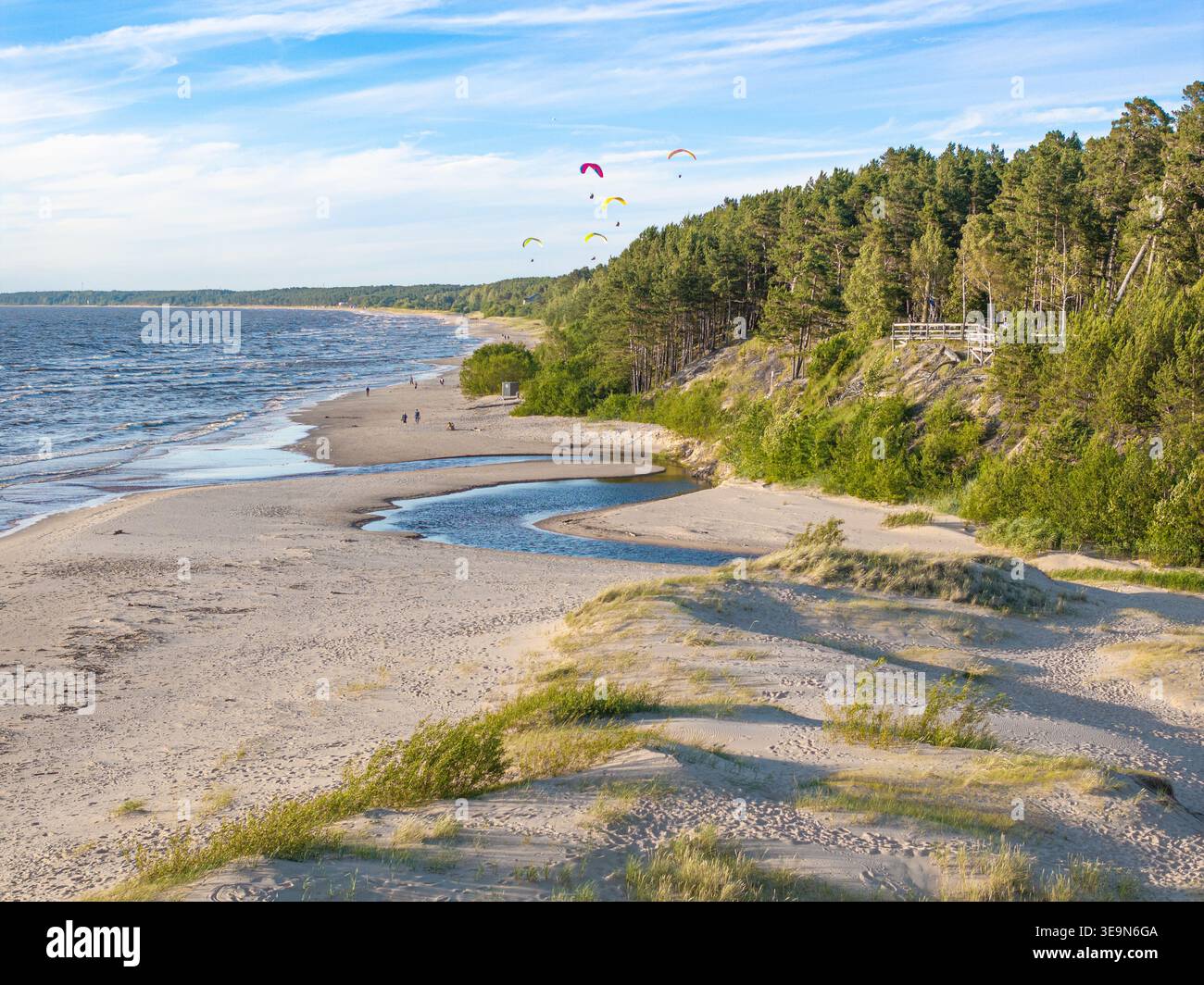 Dune blanche près de la rivière Inčupe à Saulkrasti. Lettonie. Banque D'Images
