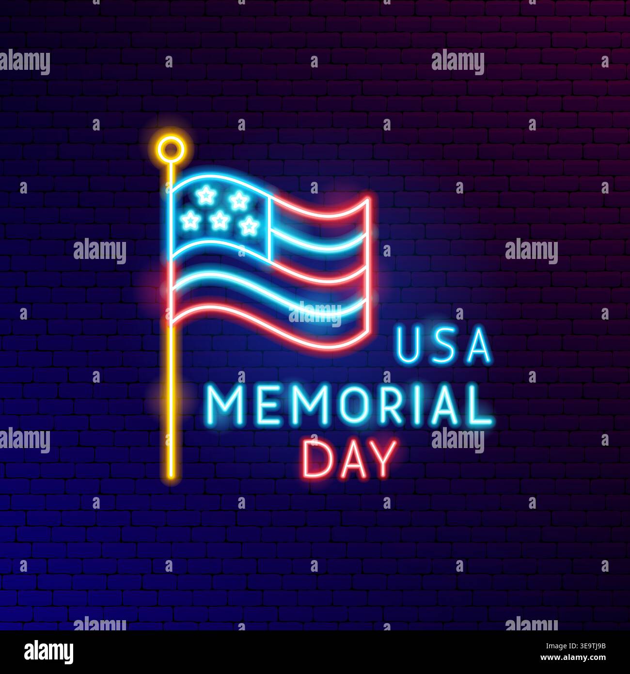 Label néon USA Memorial Day Illustration de Vecteur