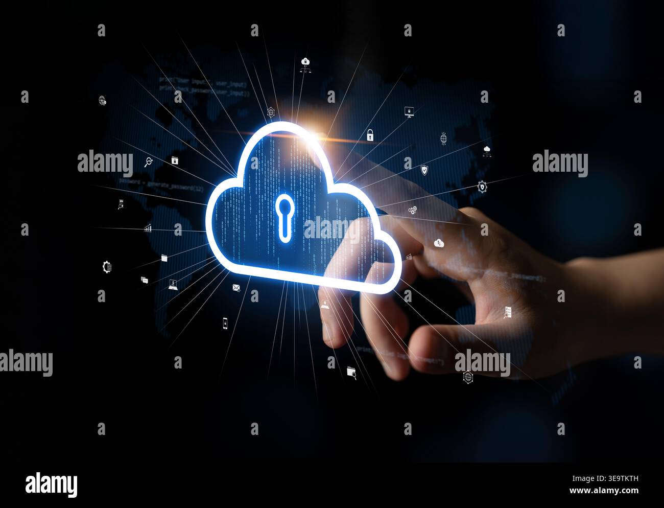 Le cloud computing favorise la croissance numérique grâce à un stockage de données sécurisé, une infrastructure évolutive et des solutions stratégiques basées sur le cloud. Loquet Banque D'Images