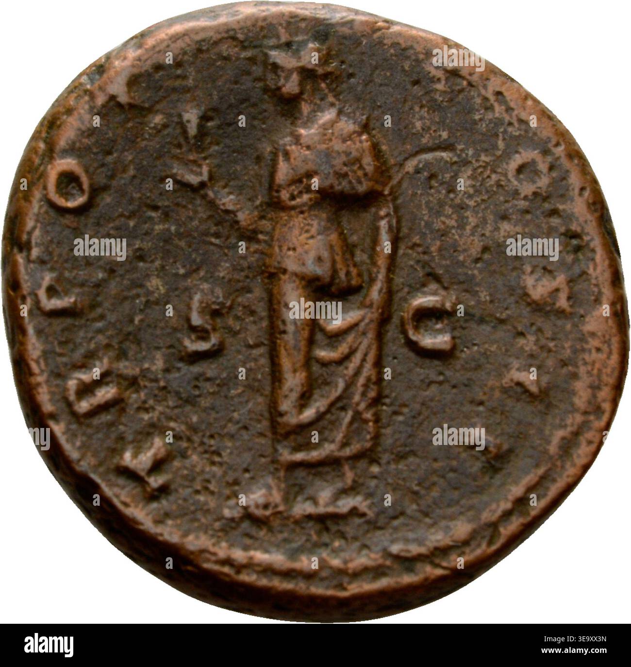 Le revers de cette AS romaine, frappée en 137 après JC, présente un design emblématique associé aux thèmes et divinités impériaux romains. Cataloguée sous RIC 1067, cette pièce commémore la brève période où Lucius Aelius César était en ligne pour le trône, représentant l'héritage impérial et le pouvoir romain. L’image d’archives documente le revers de la pièce, en se concentrant sur le symbolisme romain. Banque D'Images