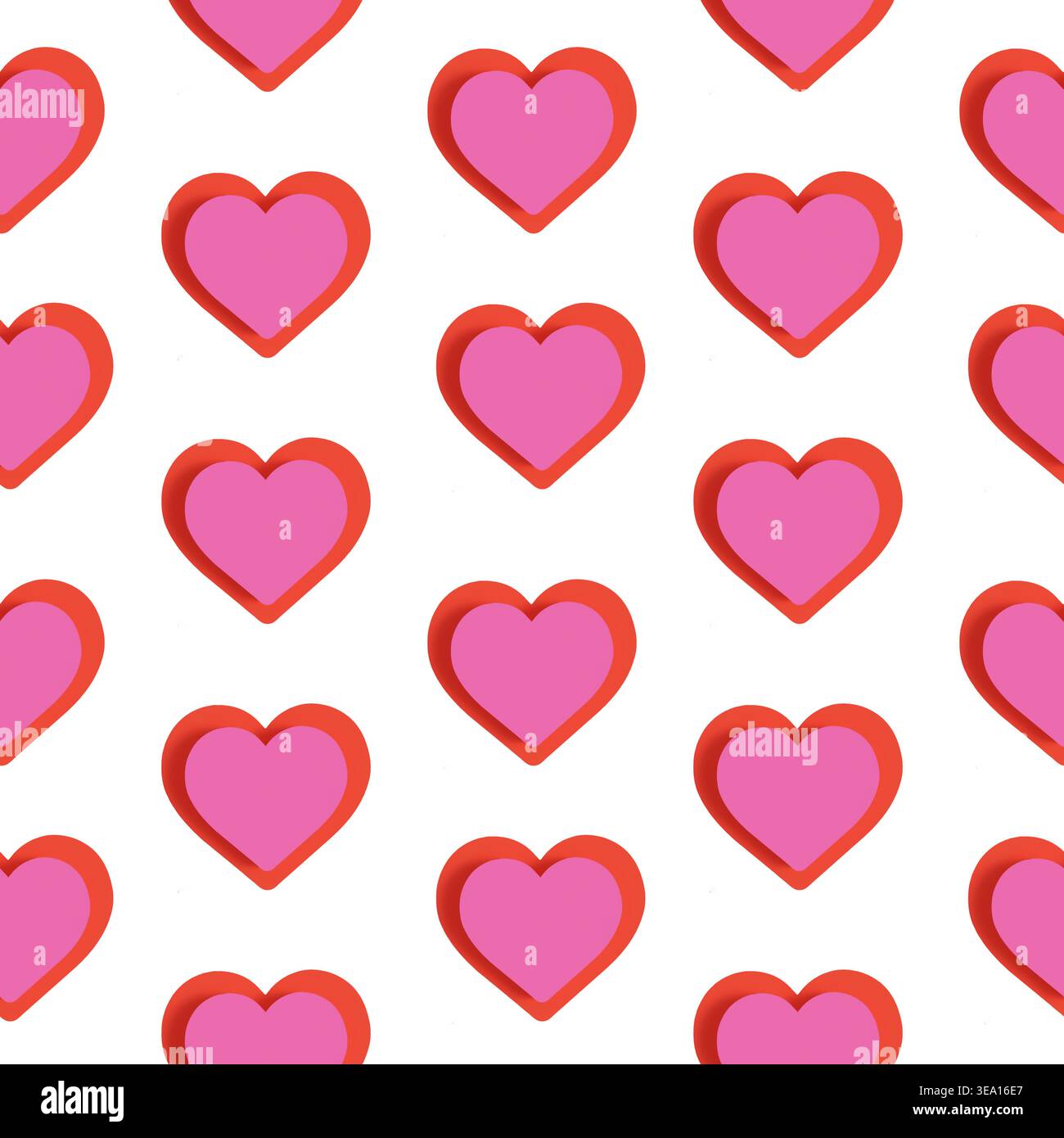 Icônes de coeur rose et fond de modèle sans couture de contour rouge Banque D'Images