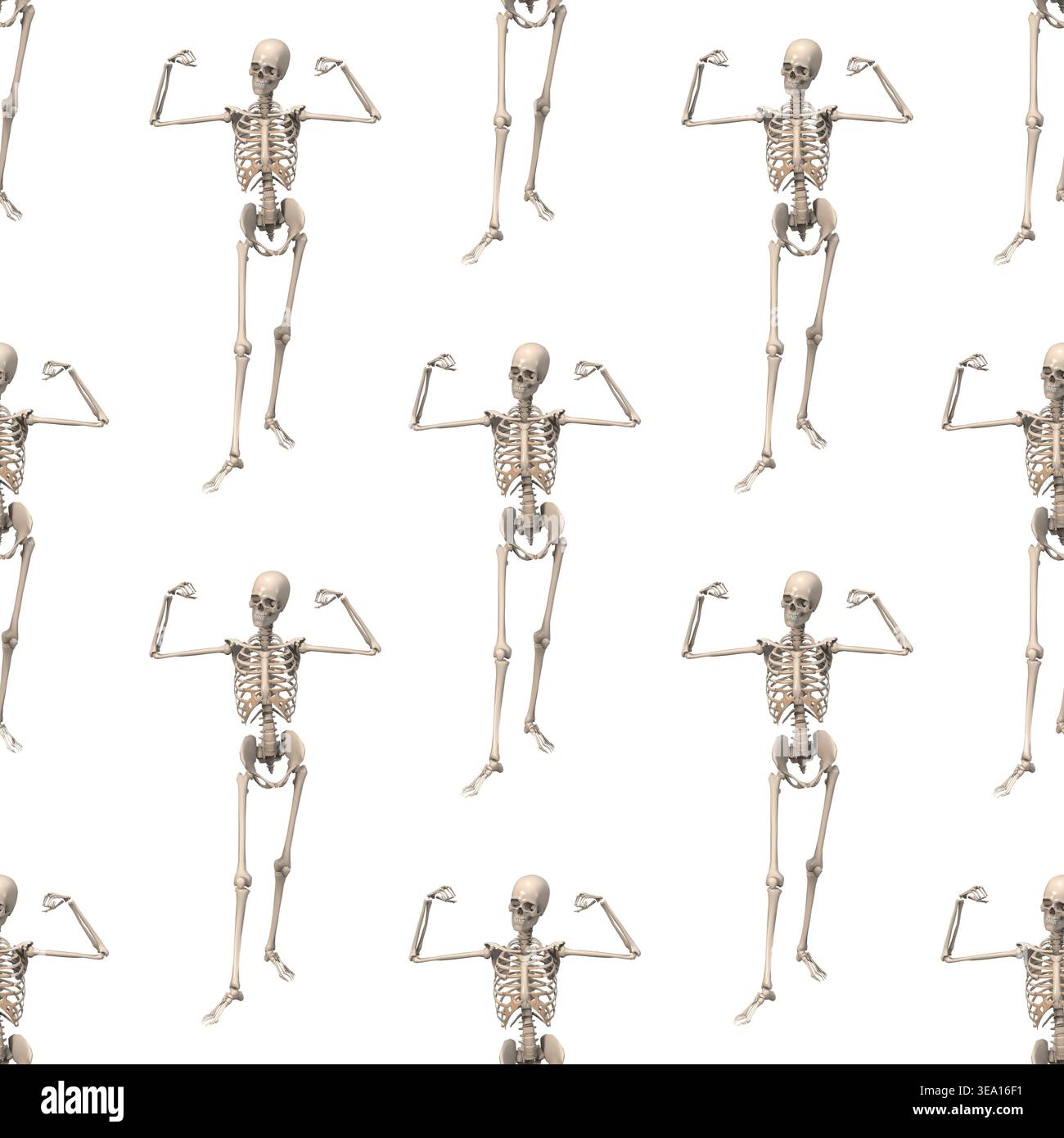 Fléchir les figures de squelette humain fond de modèle sans couture Banque D'Images