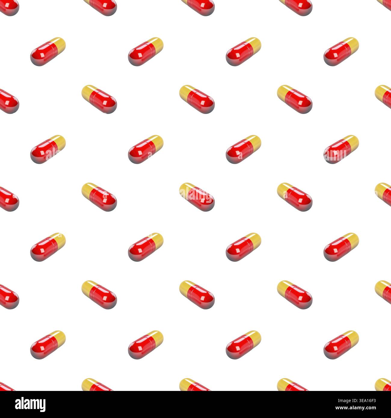 Fond de modèle sans couture de capsules de médecine rouge et jaune brillant Banque D'Images