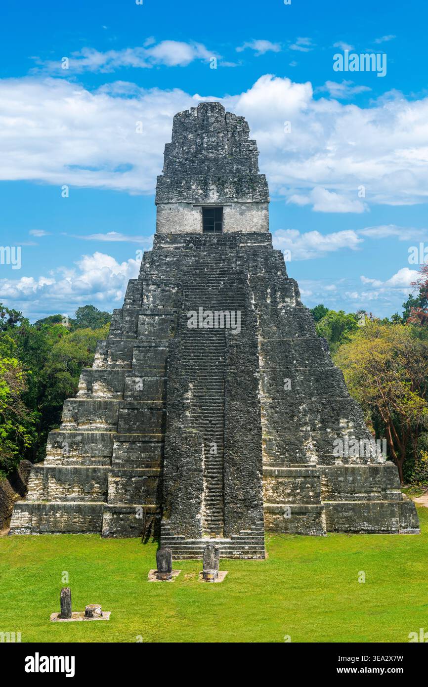 Temple Grand Jaguar 1, Tikal, Guatemala. Banque D'Images