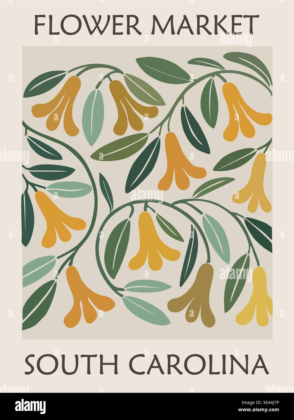 Affiche du marché aux fleurs avec Jessamine South Carolina Illustration de Vecteur