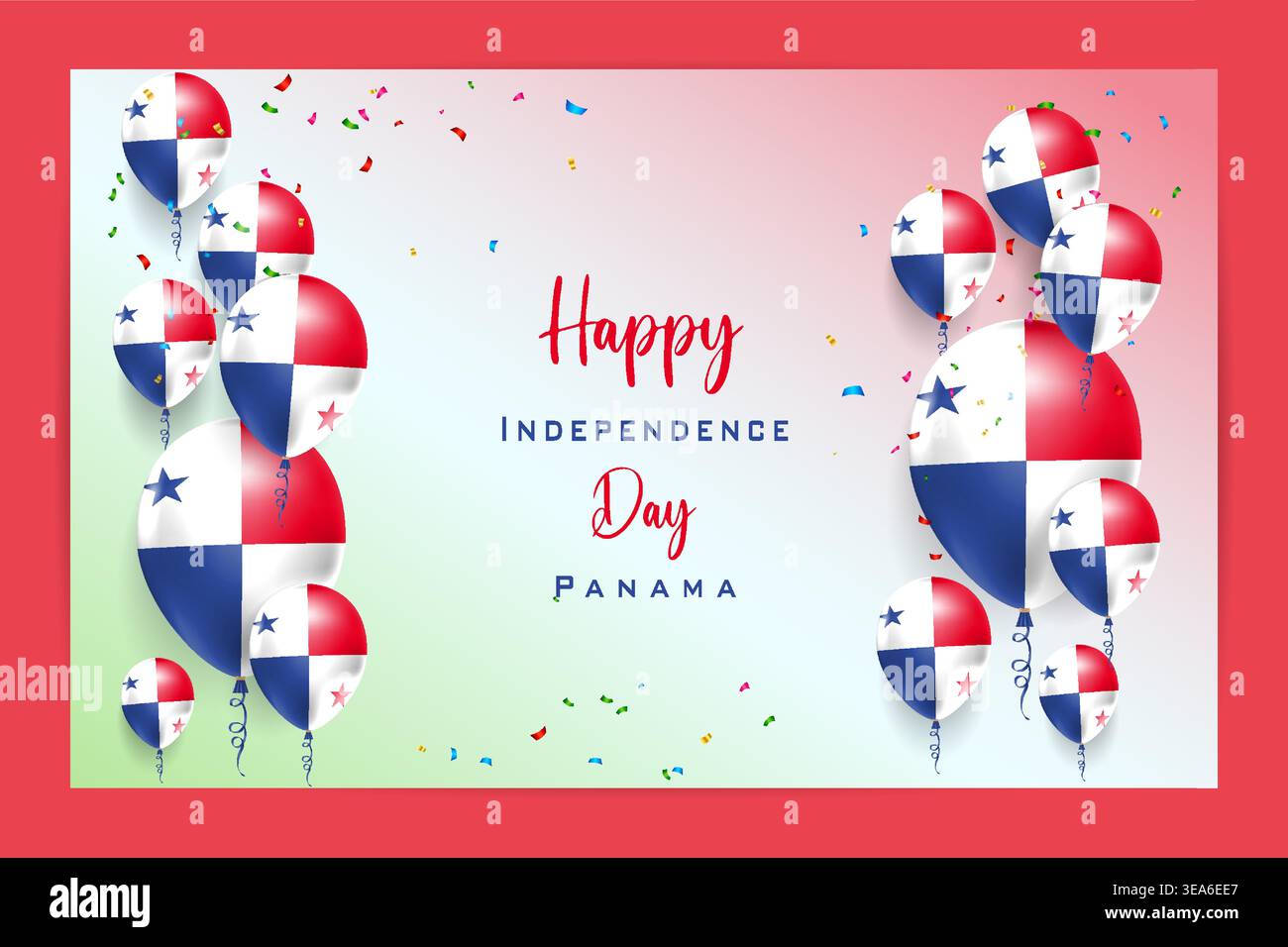 Carte drapeau ballon 3D de haute qualité pour le jour de l'indépendance du Panama avec des couleurs nationales audacieuses et des éléments festifs idéaux pour les célébrations patriotiques Illustration de Vecteur