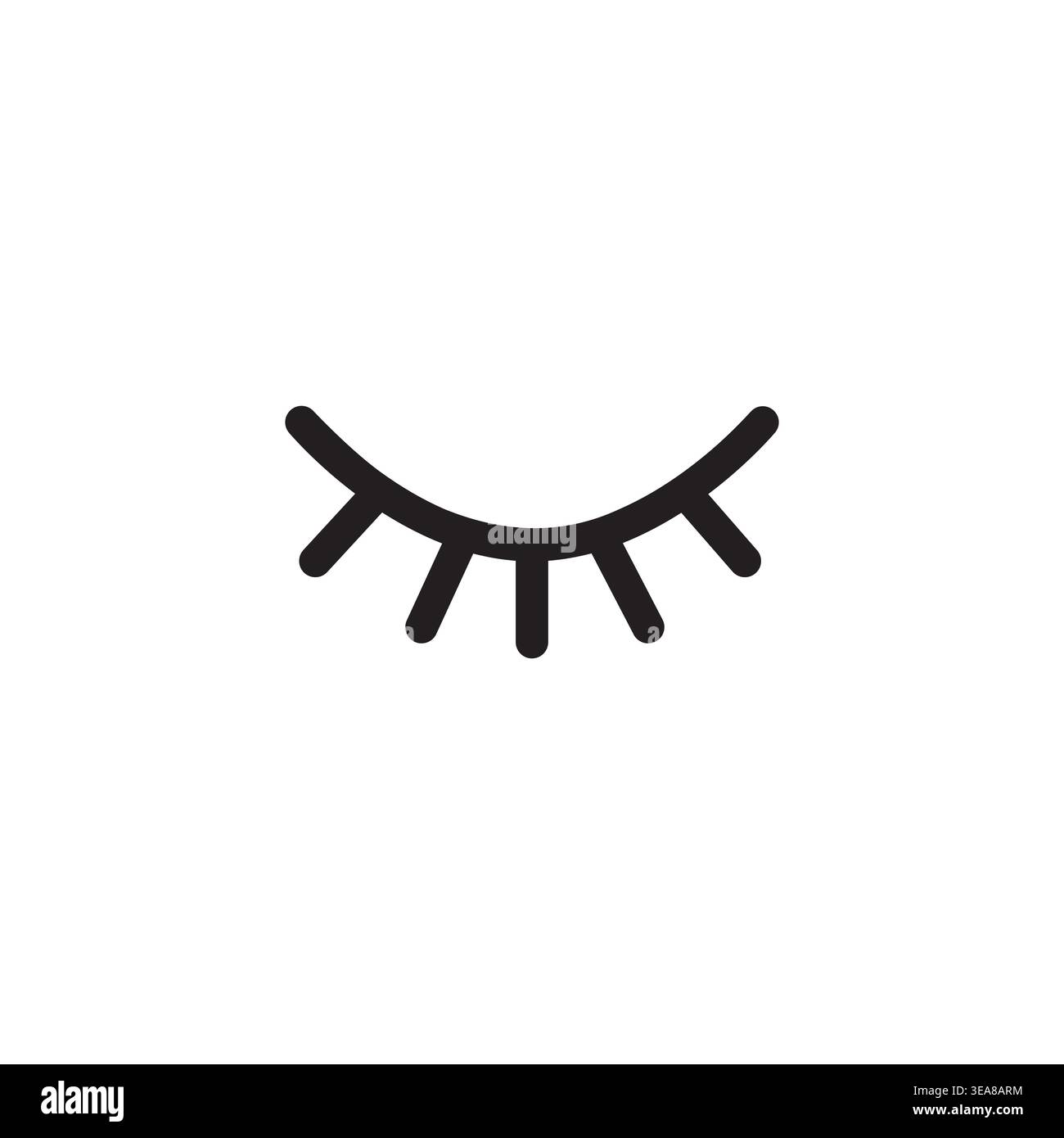 Une icône de vecteur à œil fermé minimaliste, représentant le mode sommeil ou l'invisibilité, avec des cils stylisés adaptés aux interfaces modernes et au design numérique. Illustration de Vecteur