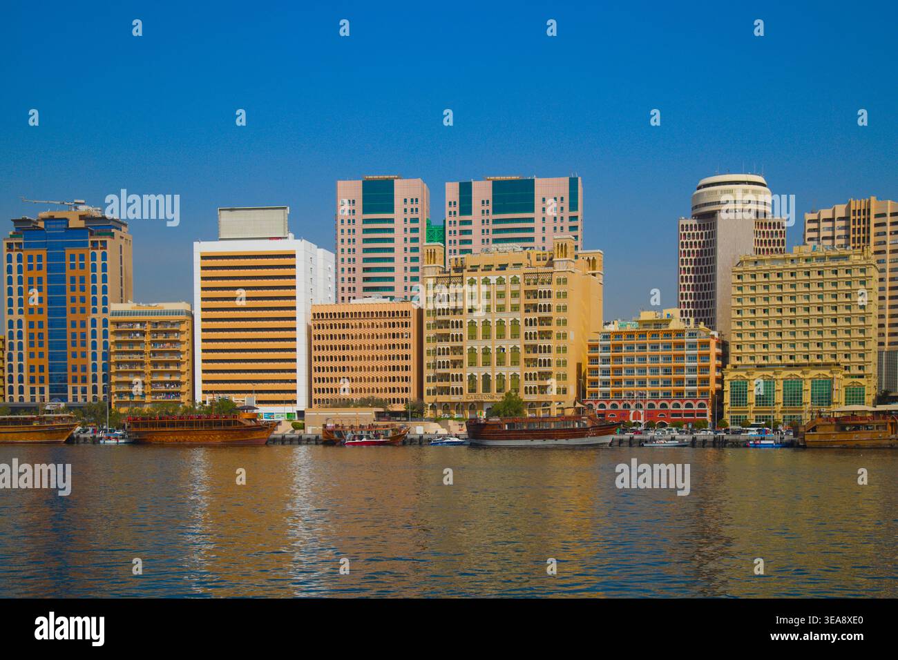 Émirats arabes Unis, Dubaï, Deira, Skyline, Dubai Creek, Banque D'Images