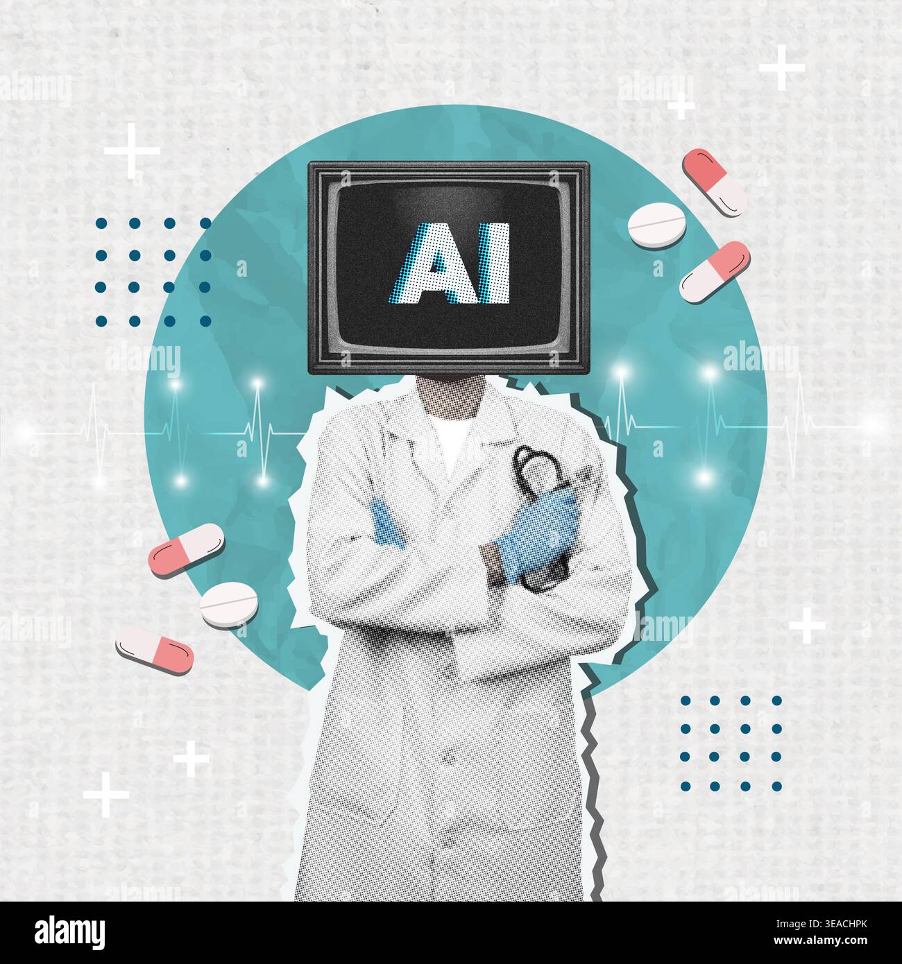 Professionnel médical motivé par L’IA symbolisant l’intégration de l’intelligence artificielle dans les soins de santé. Banque D'Images