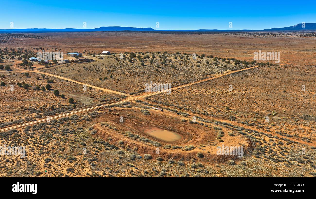 Routes aériennes Arizona Strip Ranch et paysage désertique près du mont Trumbull Banque D'Images