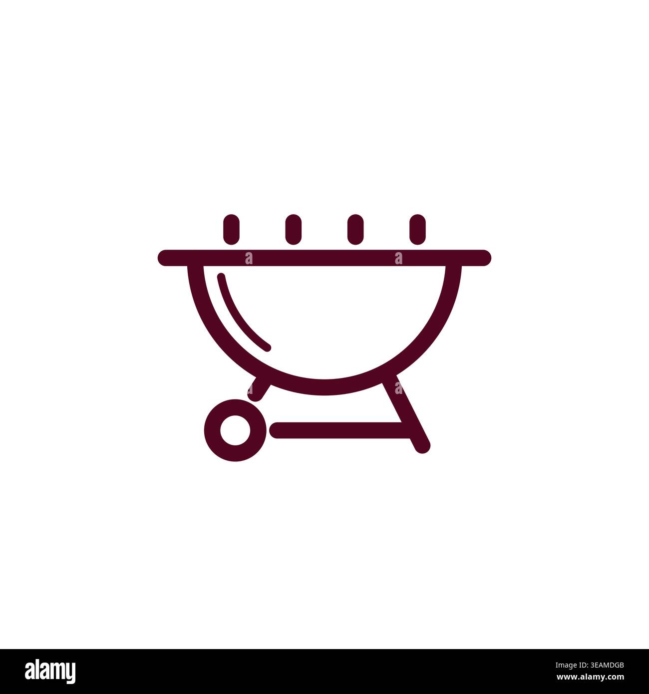 Icône de ligne de gril BBQ. Symbole de barbecue moderne pour le menu du restaurant et la livraison de nourriture. Élément graphique linéaire de pique-nique d'été et de cuisine extérieure. Illustration de Vecteur
