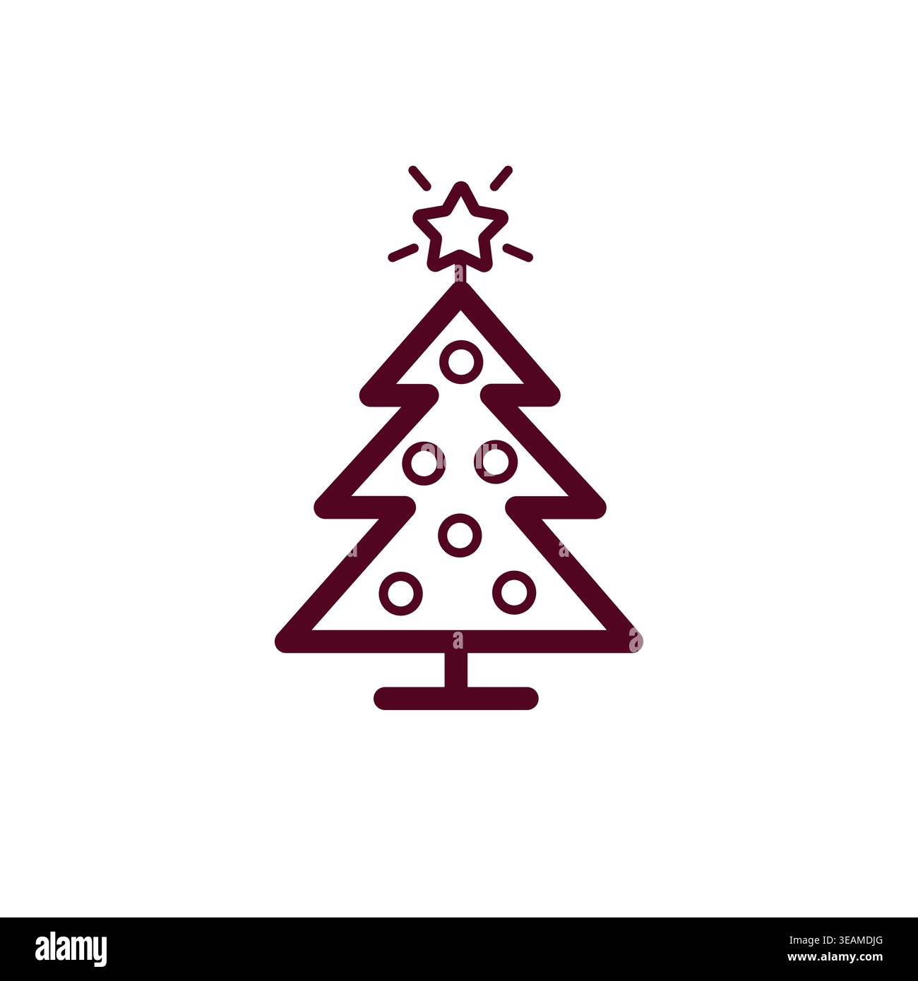 Icône de ligne d'arbre de Noël minimaliste avec étoile pour la conception de la saison des fêtes. Illustration vectorielle Illustration de Vecteur