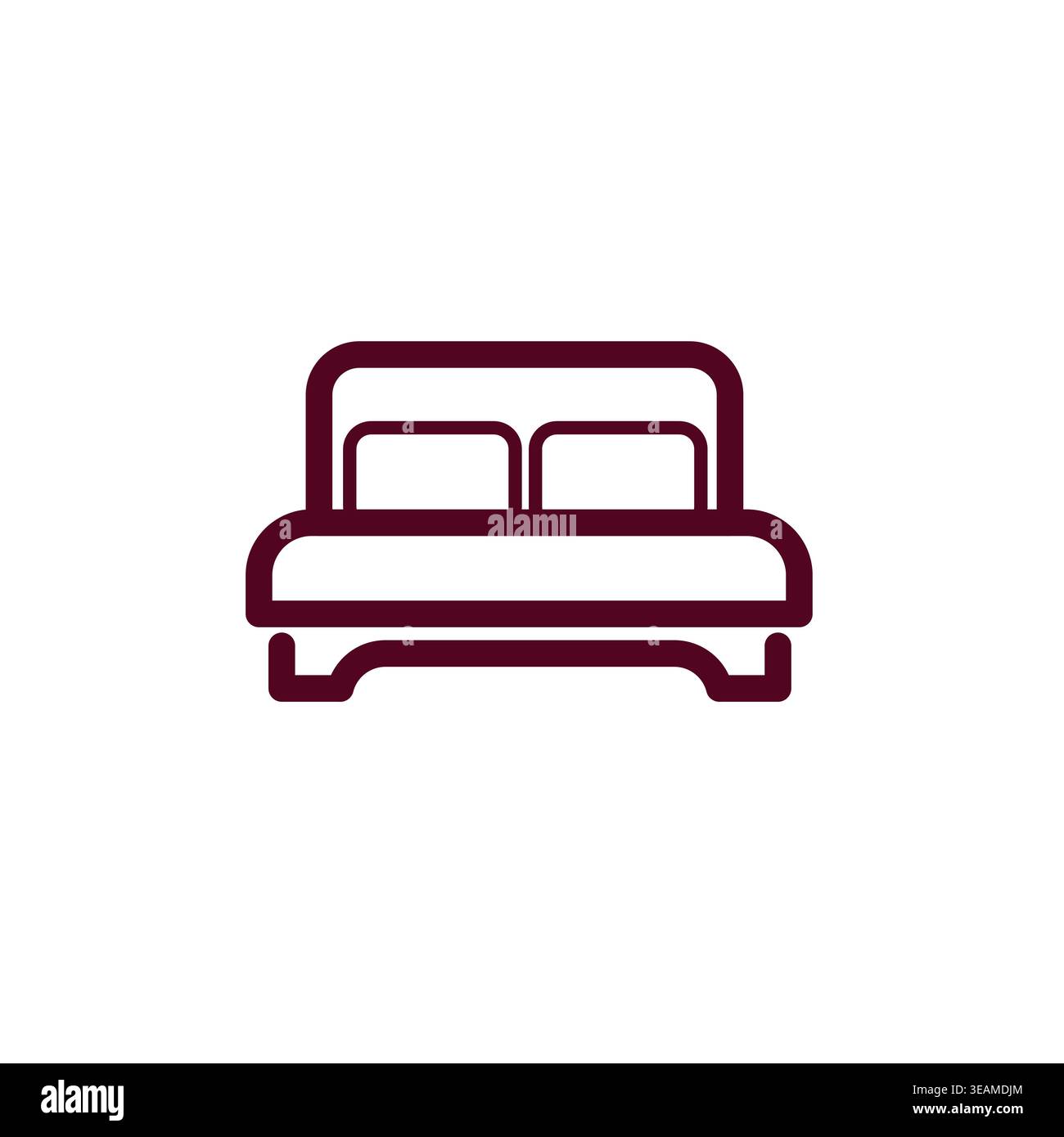 Icône de ligne de lit double pour l'hébergement d'hôtel de chambre ou magasin de meubles. Simple symbole de contour d'un lit matrimonial Illustration de Vecteur