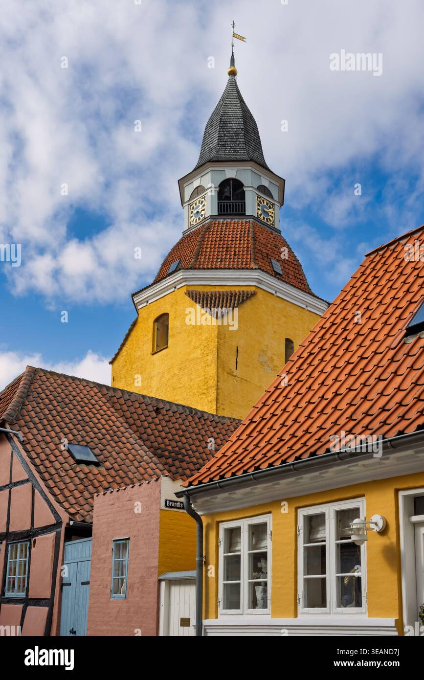 Le clocher historique de Faaborg, Faaborg, Funen, Danemark Banque D'Images