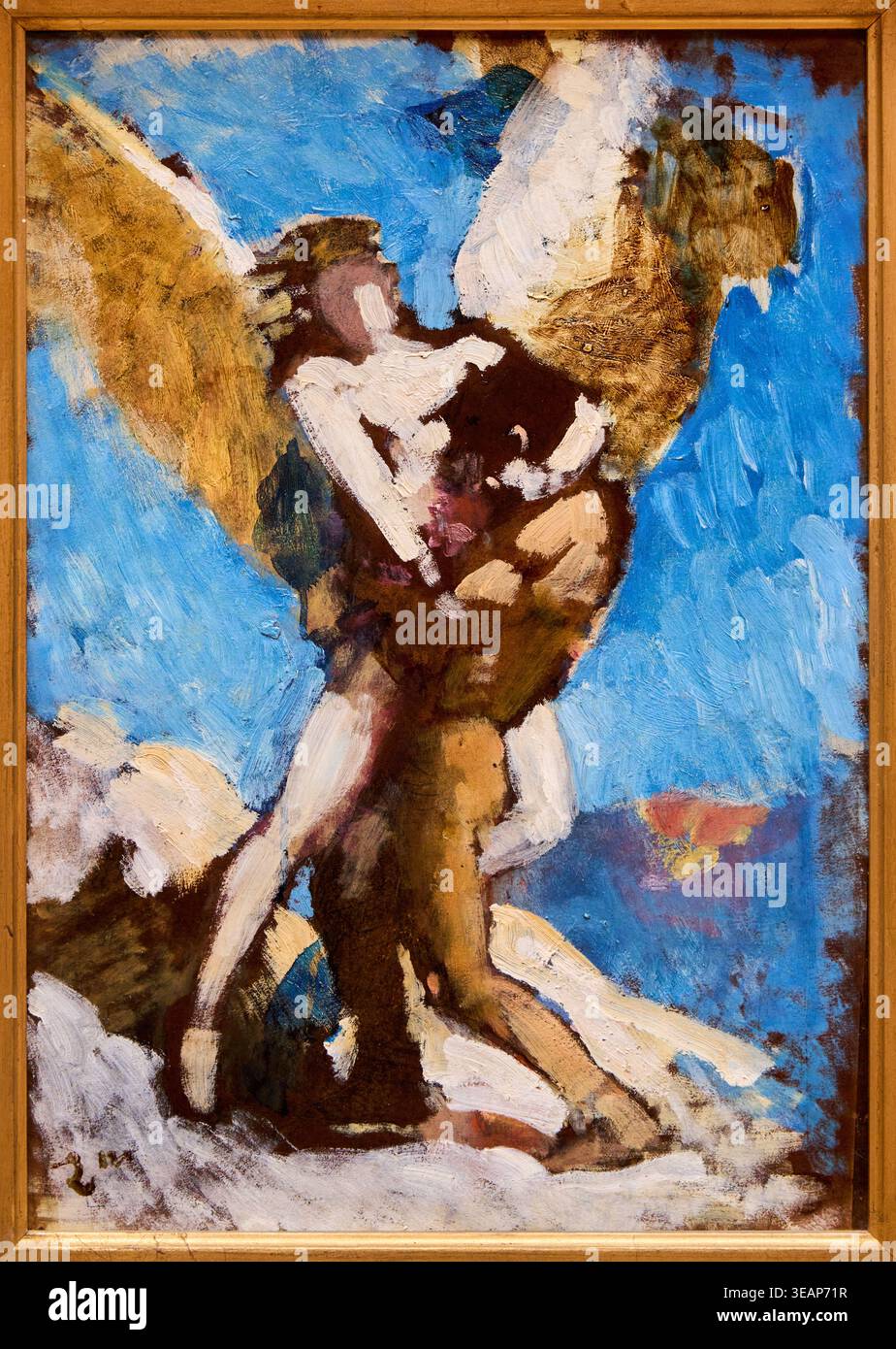 Étude pour Jacob Wrestling à l'Ange, 1876, huile sur papier montée sur carton, Léon Bonnat (Bayonne 1833 - 1922 Monchy-Saint-Éloi), Musée Bonnat-Helleu, Musée des beaux-arts, Bayonne, France. Banque D'Images