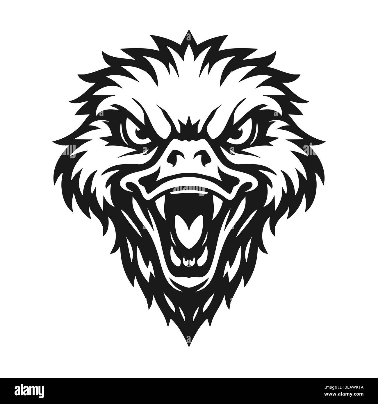 Logo de canard tribal monochrome noir symétrique vectoriel Illustration de Vecteur
