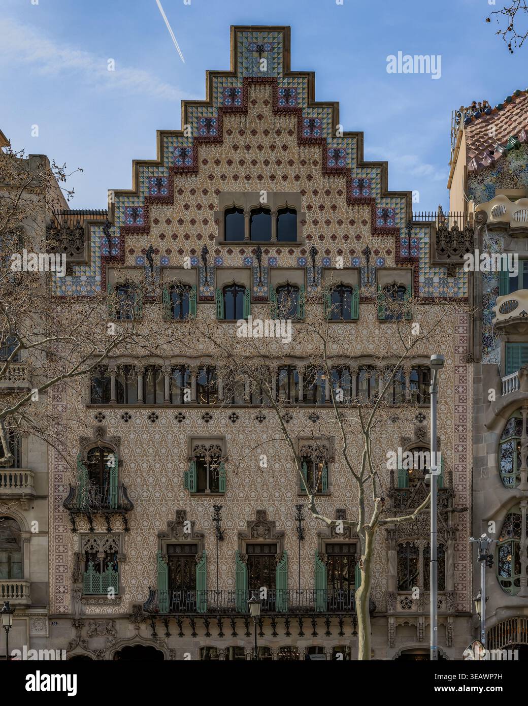 Belle façade du bâtiment Casa Amatller dans la rue Passeig de Gracia, Barcelone, Catalogne, Espagne Banque D'Images