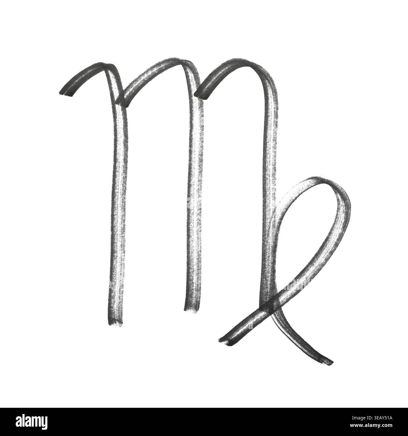 Le signe du zodiaque de la Vierge dessiné avec un marqueur noir sur une surface transparente Banque D'Images