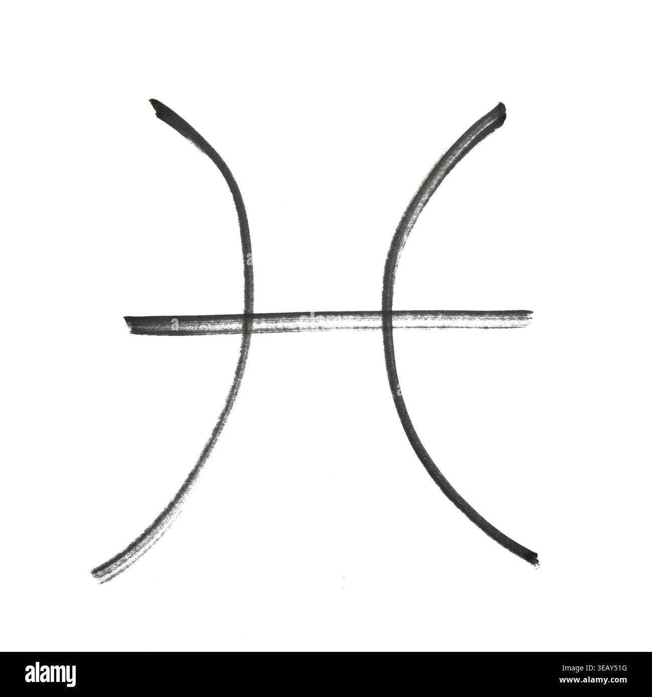 Le signe du zodiaque des poissons dessiné avec un marqueur noir sur une surface transparente Banque D'Images