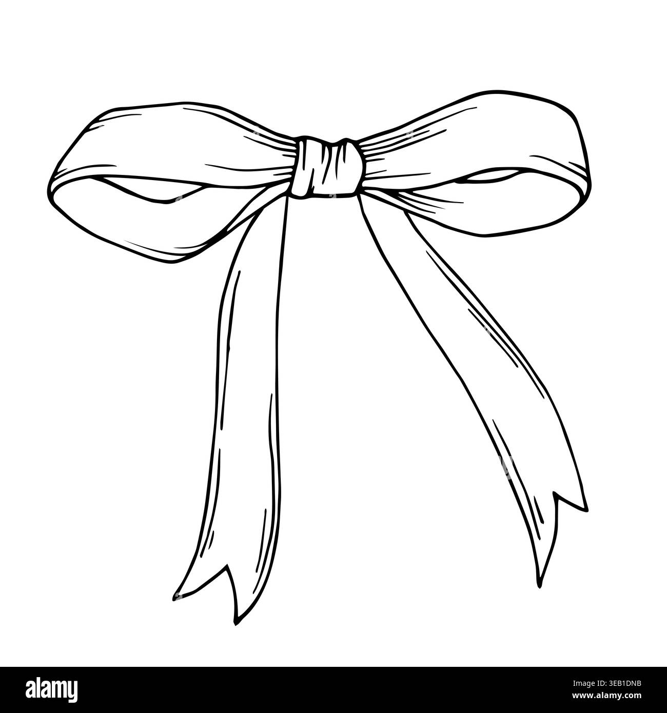 Noeud de ruban dans le style d'art de ligne, vecteur décoratif isolé sur blanc Illustration de Vecteur