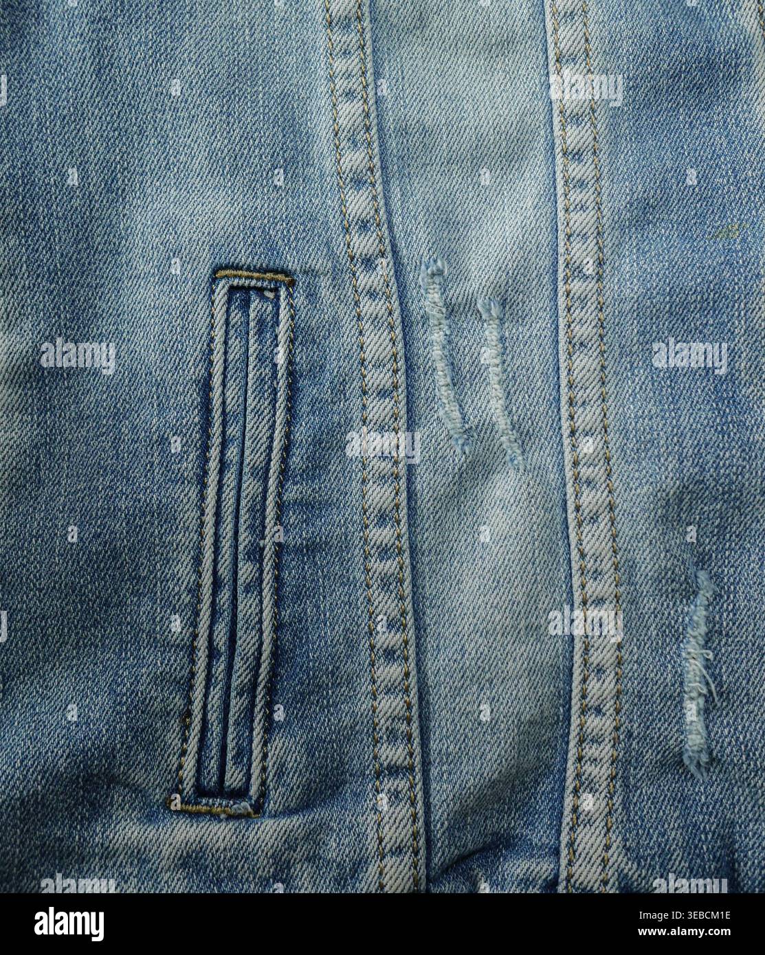 Poche denim avec détails vieillis Banque D'Images