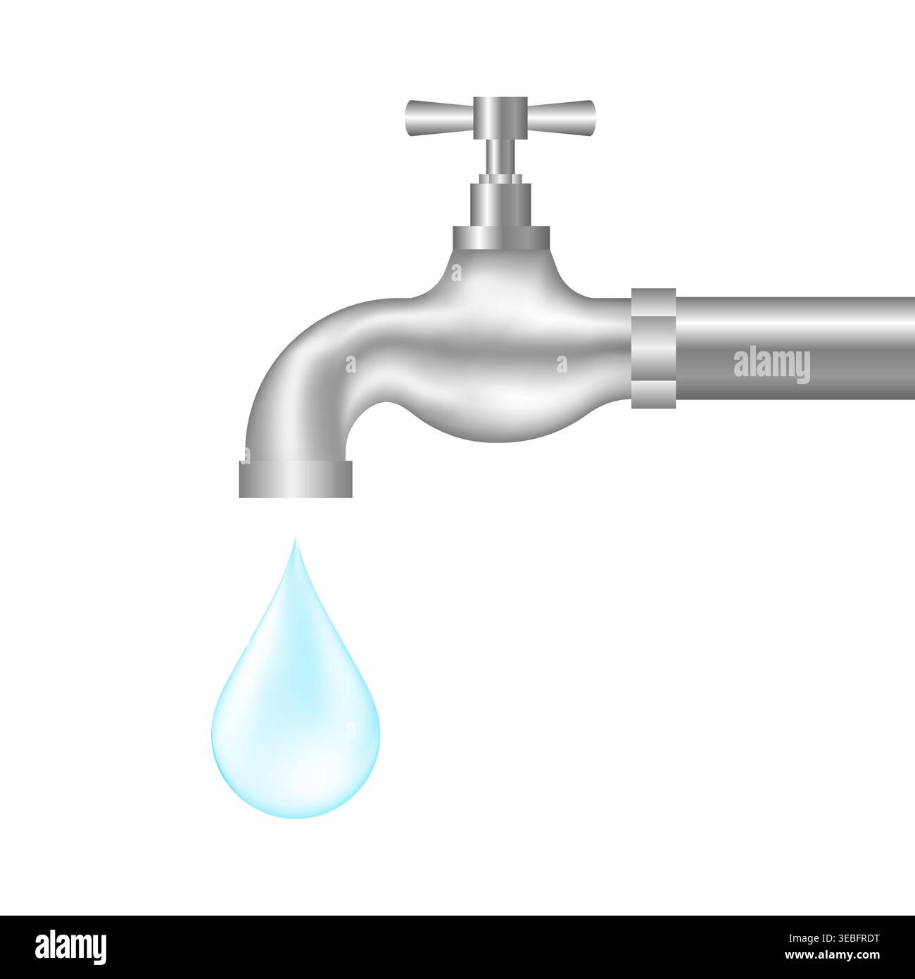 Robinet d'eau ou robinet avec goutte d'eau. Concept Save Water. Illustration vectorielle isolée sur fond blanc. Illustration de Vecteur