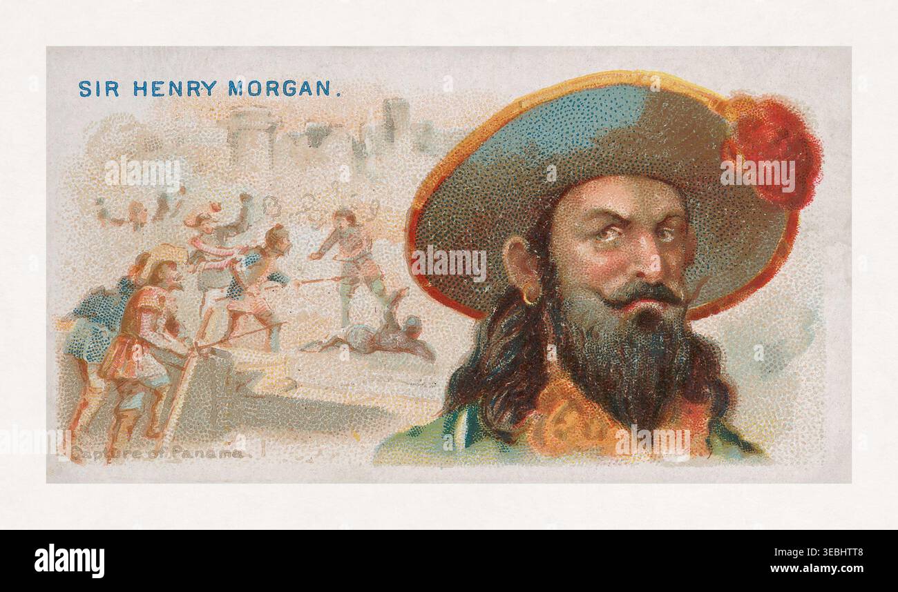 Portrait de Sir Henry Morgan, corsaire, propriétaire de plantation et, plus tard, lieutenant-gouverneur de la Jamaïque. Banque D'Images