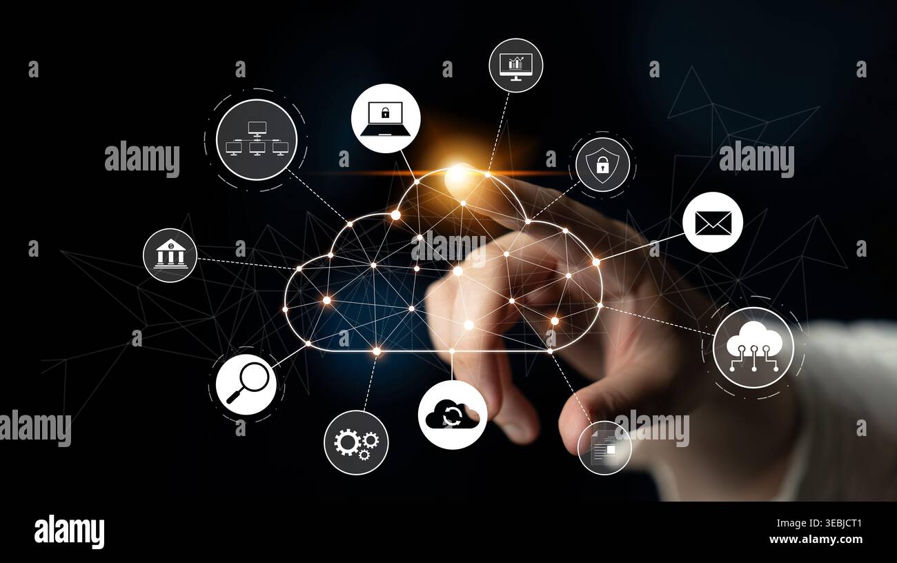 Le cloud computing permet l'intégration du cloud, des services et du réseau pour la transformation numérique, l'accès aux données et la connectivité évolutive de la plate-forme Latch Banque D'Images