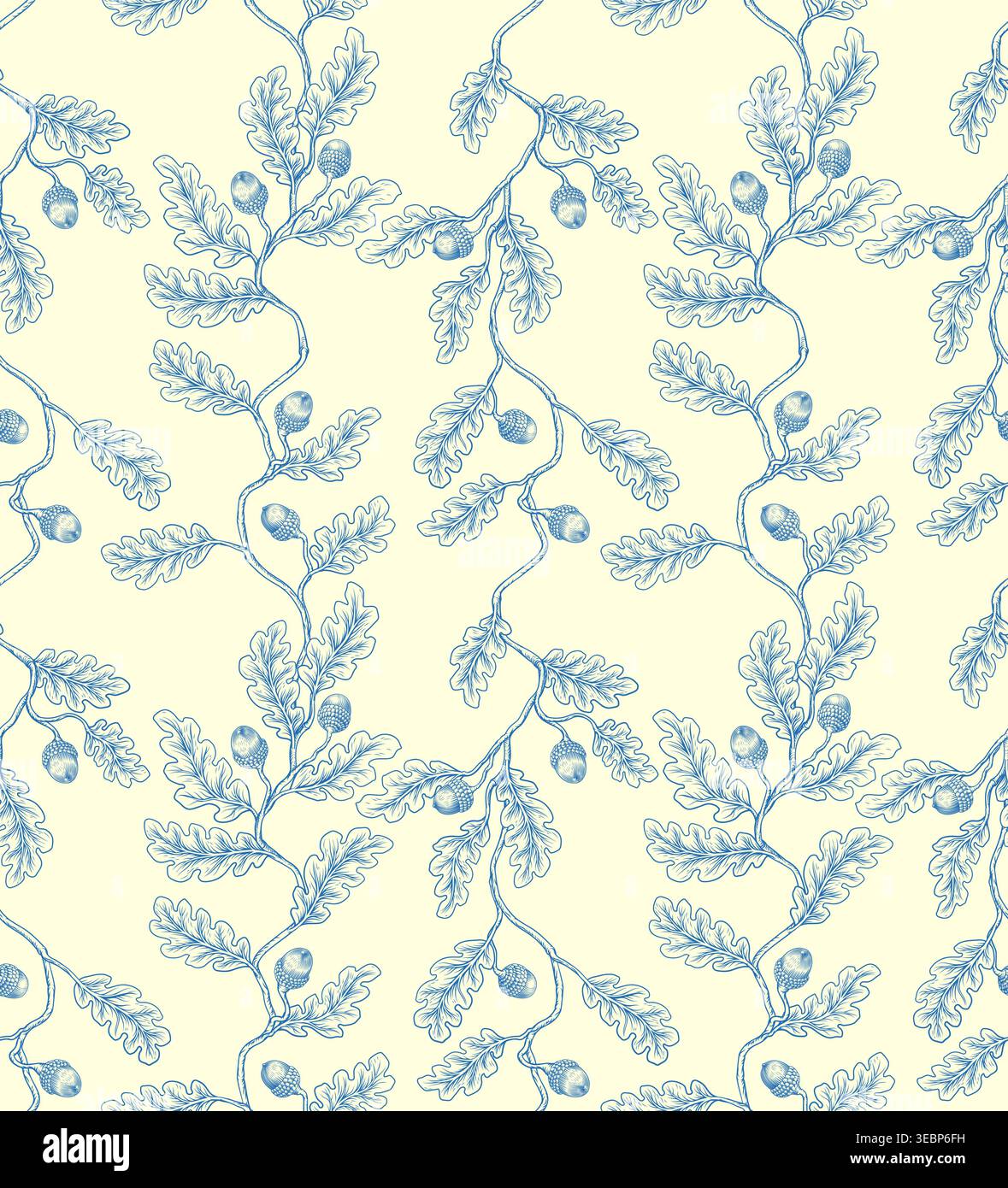 Feuilles de chêne Acorns Seamless Pattern Vintage style Illustration de Vecteur