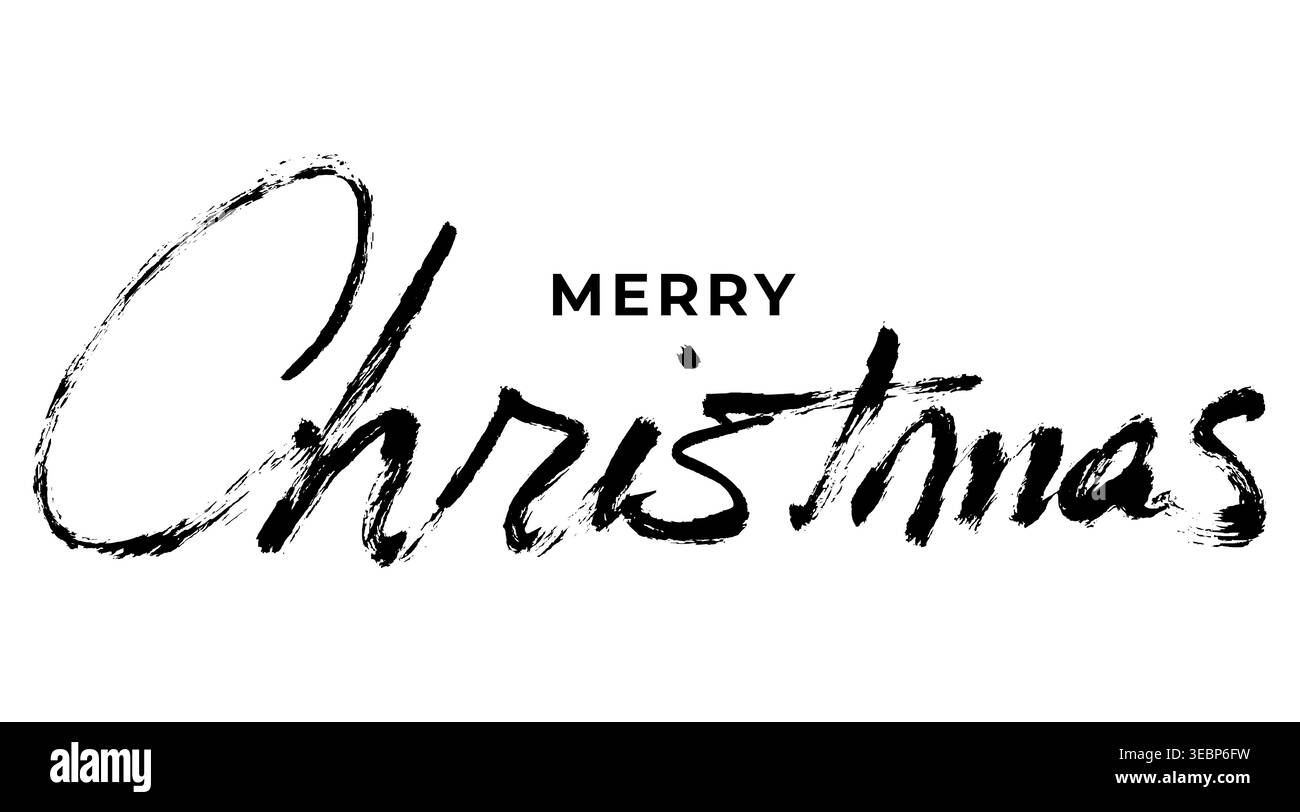 Joyeux ChristmasText pinceau calligraphie. Grunge écrit à la main inscription festive de noël. Vecteur main dessiner des salutations de Noël pour la bannière Illustration de Vecteur