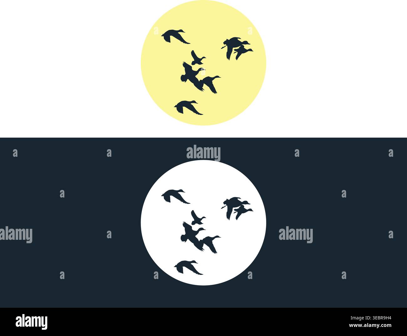 Silhouette des oiseaux volants Illustration de Vecteur