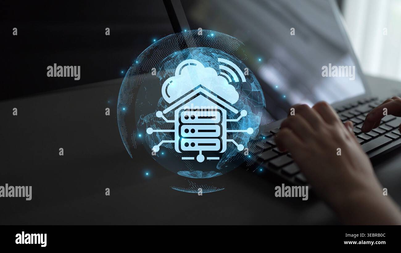 Cloud Computing, stratégie Cloud et technologie Cloud transformant l'infrastructure numérique avec des services évolutifs, un stockage sécurisé des données et des solutions basées sur le Cloud Banque D'Images