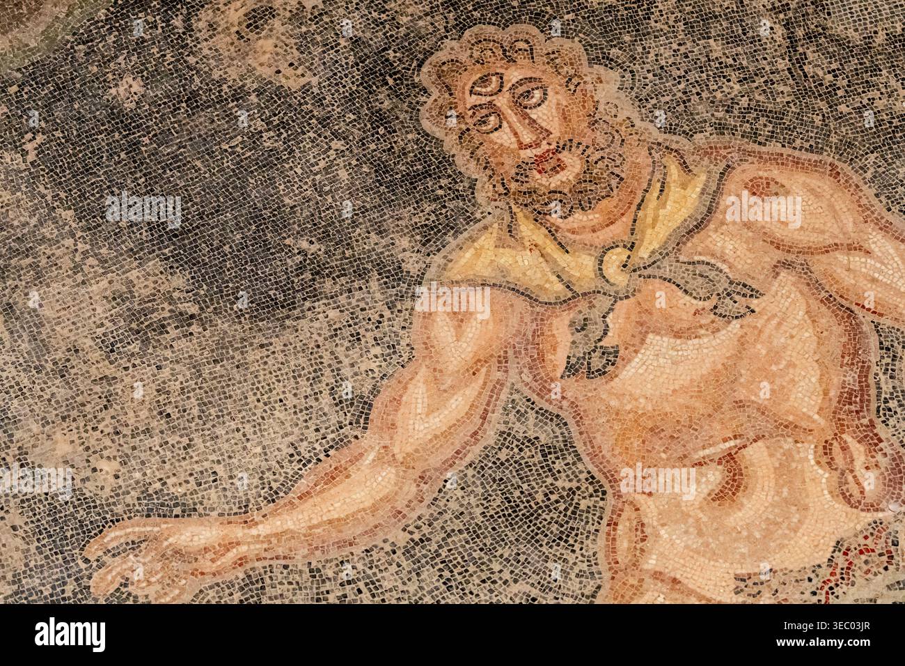 Polyphème, Cyclope de la mythologie grecque, Villa romaine de Casale, Piazza Armerina, Sicile, Italie, Europe Banque D'Images