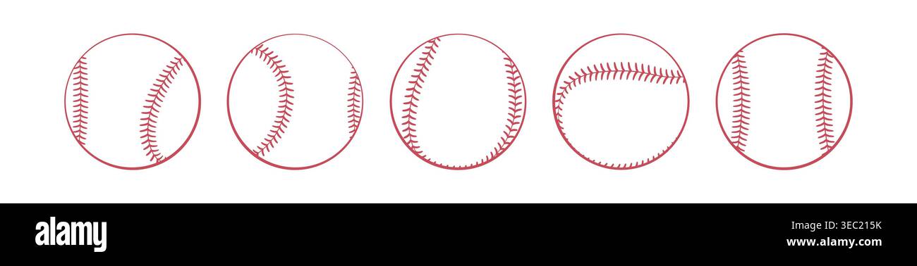 Ensemble de boules de softball. Balles de baseball simples. Illustration de Vecteur