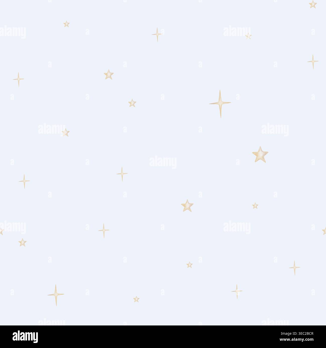 Motif sans couture avec aquarelle dessinée à la main avec des étoiles jaunes dans des tons pastel doux. Cette charmante conception se répète magnifiquement, ajoutant une touche ludique Banque D'Images