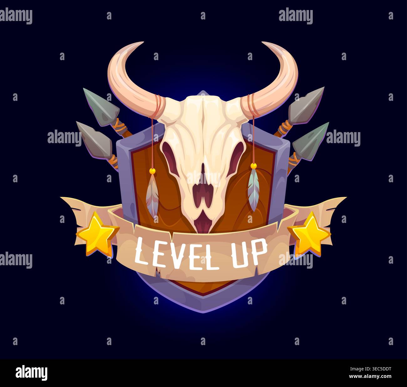 Wild West Cow-boy niveau supérieur, badge de jeu Western Illustration de Vecteur