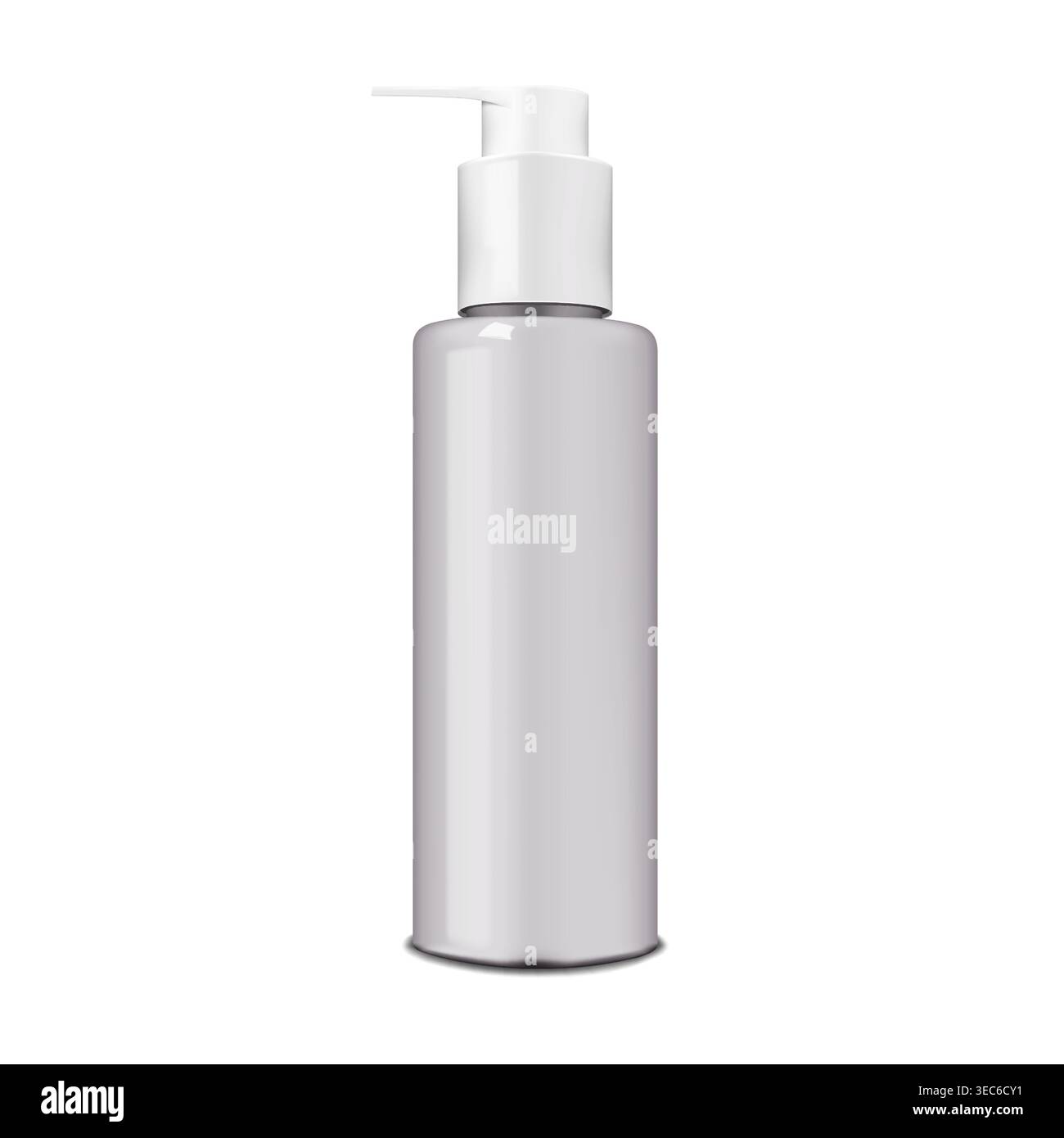 Bouteille cosmétique avec distributeur à pompe, maquette réaliste. Récipient pour produit de beauté avec bouchon applicateur à pointe fine isolé sur maquette vectorielle blanche Illustration de Vecteur