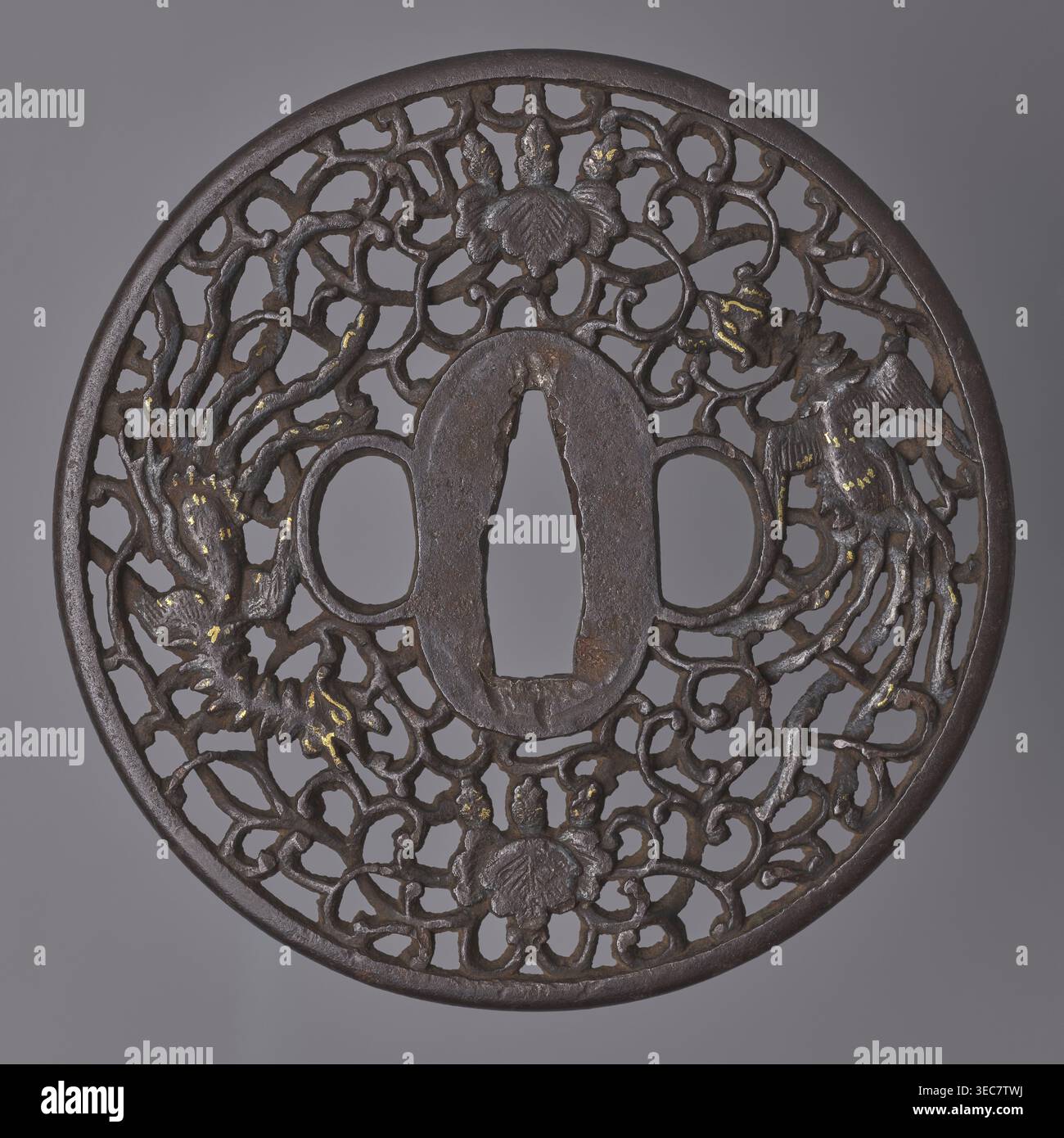 Crossguard tsuba, fabricant, images d'oiseaux ; épée japonaise ...