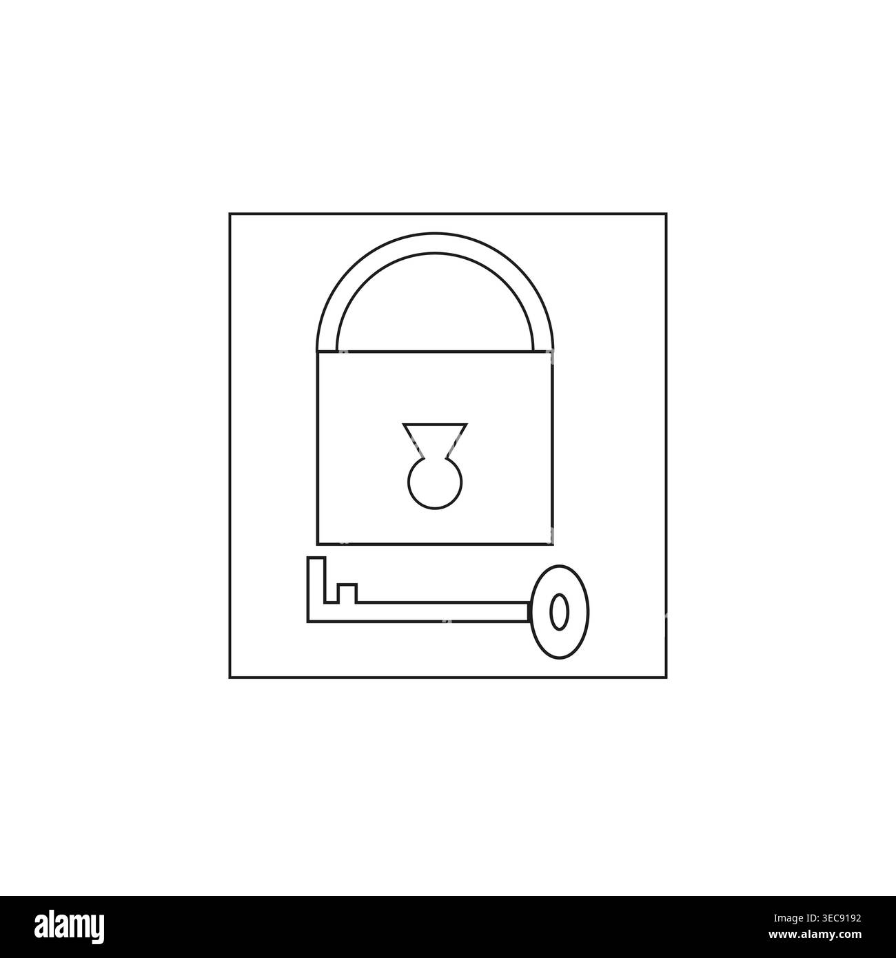 Icône de sécurité du cadenas. Elément de déverrouillage à clé. Symbole de vecteur de sécurité d'accès. Concept de verrou de protection. Illustration de Vecteur