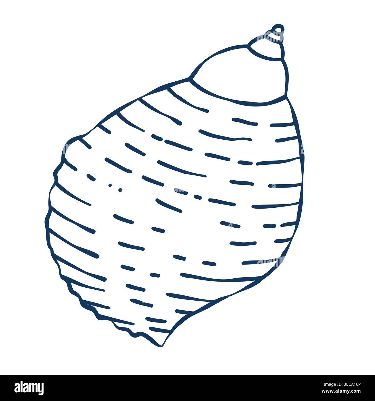 Coquillage méditerranéen fantaisiste dessiné à la main Illustration de Vecteur