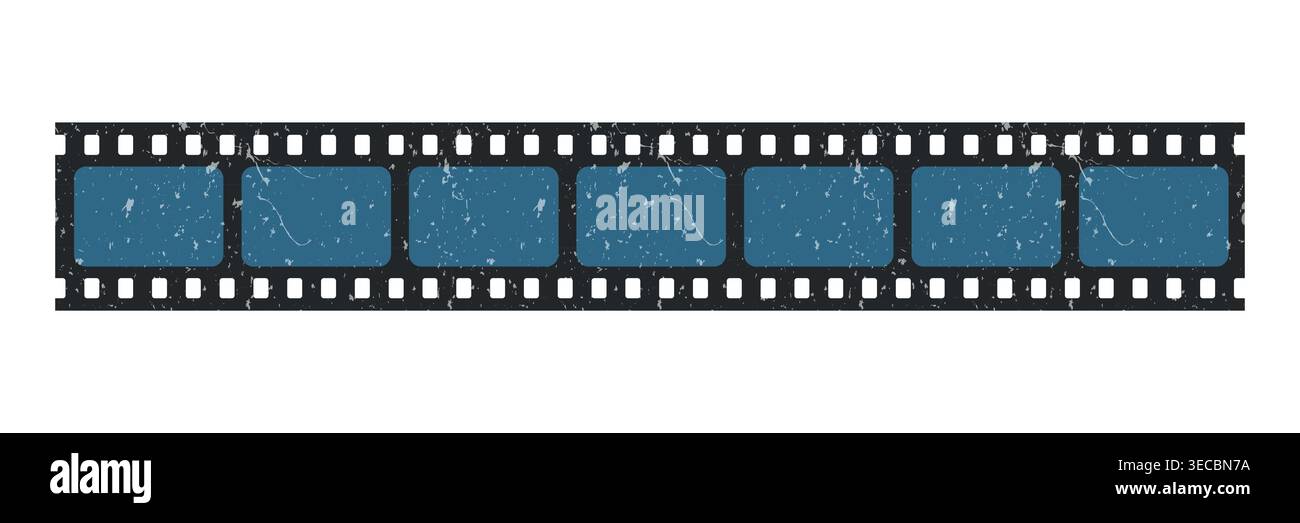 Ancienne icône de bobine de film grunge. Cinéma ou rouleau de film avec cadres. Superposition de film vidéo ou vidéo, film long film de caméra de cinéma ou de photographie Illustration de Vecteur