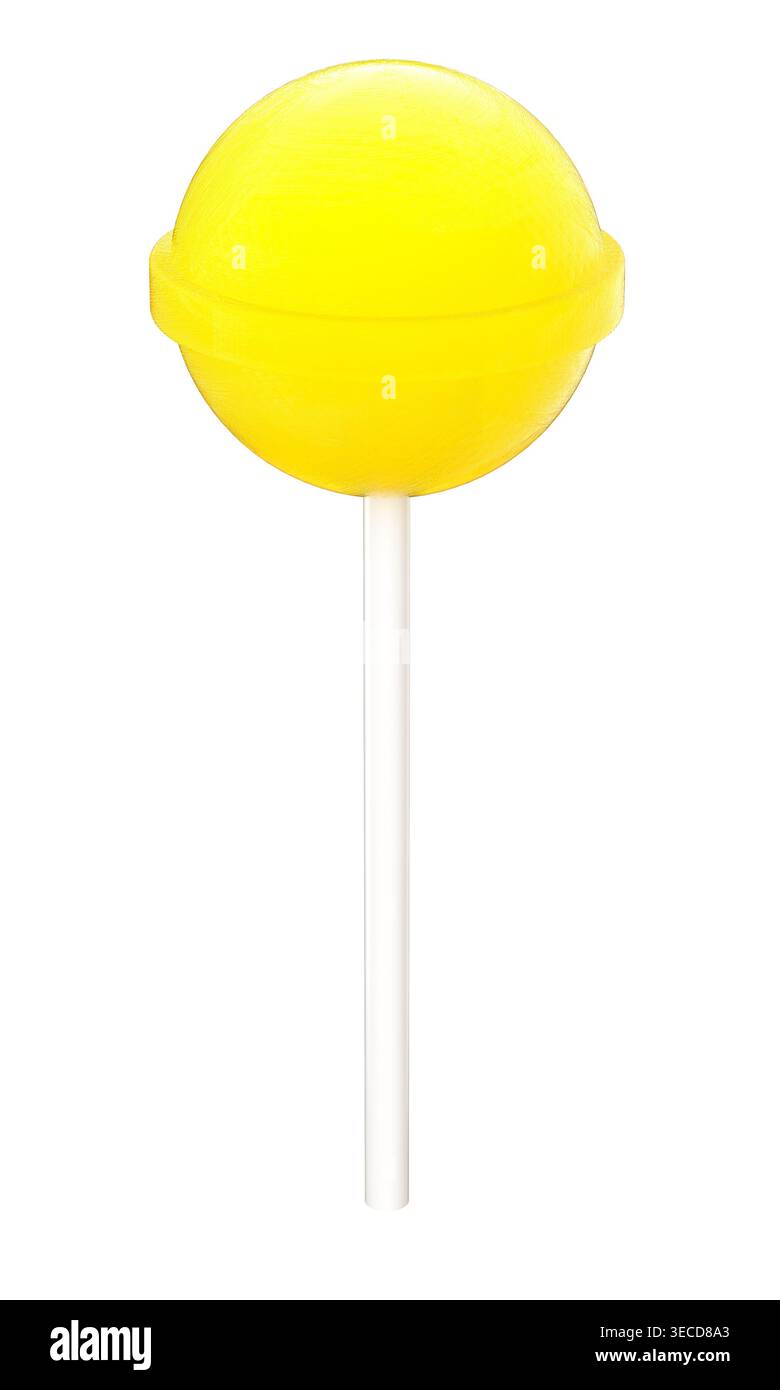 Jaune Lollipop 3d fond isolé Banque D'Images